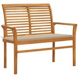 The Living Store Vrtna klop z bež blazino 112 cm trdna tikovina - Vrtna Klop, (21466872) Cene
