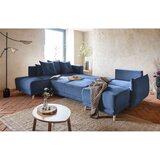 Miuform Tamno plava sklopiva kutna garnitura od samta (s lijevim kutom/u obliku slova "U") Lazy Lukka – | shoptok.hr