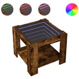 Maison Chic Klubska mizica - kavna mizica - Nizka mizica LED dimljeni hrast 53x53x45 cm inženirski les, (21754473) Cene