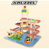 Kruzzel drvena parkirna garaža s helikopterom i 4 autića, 3 razine | shoptok.hr