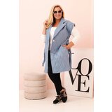 Kesi Włoski Women's Plus Size quilted vest with a belt and collar denim | shoptok.hr
