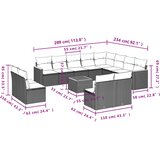  13-dijelni set vrtnih sofa s jastucima poliratan crni | shoptok.hr