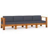 Maison Chic Vrtni kavč - Zunanji kavč štirised s temno sivimi blazinami akacijev les, (22041824) | Shoptok.si