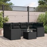  7-dijelni set vrtnih sofa od poliratana s jastucima crni | shoptok.hr