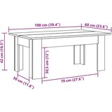  Stolić za kavu boja betona 100 x 60 x 42 cm konstruirano drvo | shoptok.hr