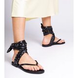 Gemre Black thong-style sandals tied around the leg Santrium | Shoptok.si