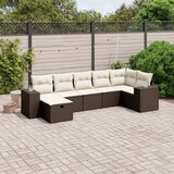 Maison Chic Seti vrtnega pohištva - Vrtna garnitura - Vrtni pohištvo set 7-delna z blazinami rjav poli ratan, (21803035) | Shoptok.si