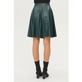 Dewberry 88854 Flared Faux Leather Skirt-PETROL | Shoptok.si