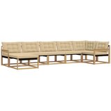  Set vanjskih sofa 7 kom. Bijela i bež Čvrsto drvo akacije 406 x 168,5 x 73 cm | Shoptok.si