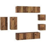 vidaXL Set TV komoda s policom Zidne s pohranom s vratima 8 pcs Staro drvo 30.5 x 30 x 60 cm | shoptok.hr