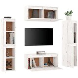TV ormarići 6 kom bijeli od masivne borovine | shoptok.hr