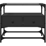 TV ormarić sa staklenom površinom crni 60 x 35 x 51 cm drveni | shoptok.hr