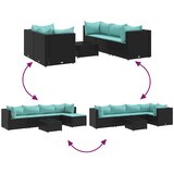  6-dijelna vrtna garnitura od poliratana s jastucima crna | shoptok.hr
