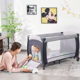  Dječja putna krevetac + ogradica + ljuljačka + torba (siva) | shoptok.hr