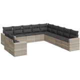 Maison Chic Seti vrtnega pohištva - Vrtna garnitura - Vrtni pohištvo set 11-delna z blazinami sv. siv poli ratan, (21815256) | Shoptok.si