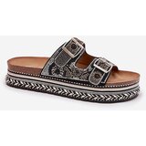 Boto Slides with decoration and buckles on platform black Mellene | Shoptok.si
