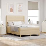 Box Spring Postelja z Blazino in LED Krem 160x200 cm Tkanina, (22049611) Slike