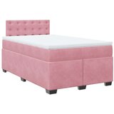 vidaXL Box spring postelja z vzmetnico roza 120x200 cm žamet | Shoptok.si