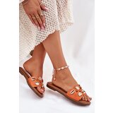 Boto Women's Flat Sandals With Golden Pins Orange Nalothiel | Shoptok.si