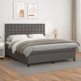 vidaXL Box spring postelja z vzmetnico siva 180x200 cm umetno usnje Cene