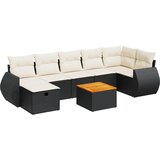 Maison Chic Seti vrtnega pohištva - Vrtna garnitura - Vrtni pohištvo set 8-delna z blazinami črn poli ratan, (21800794) | Shoptok.si