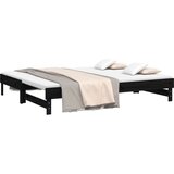  Izvlečna dnevna postelja črna 2x(90x200) cm trdna borovina, (20725524) | Shoptok.si