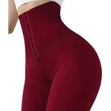 Tajice s visokim pojasom na zakopčavanje - Bordo / XXXL KP30268