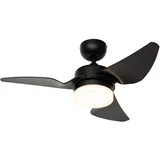 Stropni ventilator črne barve, vključno z LED in daljinskim upravljalnikom - Yuki