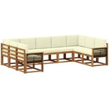 vidaXL Zunanja garnitura za sedenje z blazino 9 pcs Naravna in smetana, (5000282091) | Shoptok.si