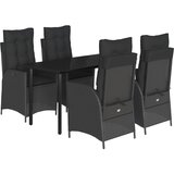  5-dijelni vrtni blagovaonski set s jastucima od poliratana crni Crna 140 x 70 x 74 cm | shoptok.hr