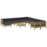  12-dijelni set vrtnih sofa s jastucima od impregnirane borovine | shoptok.hr