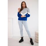 Kesi Sweater with geometric patterns gray+purple-blue | shoptok.hr