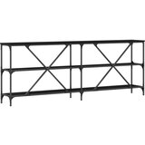  Konsolna miza Črni hrast 200x30x75 cm Izdelano iz lesa in jekla | Shoptok.si