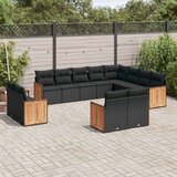  12-dijelni set vrtnih sofa od poliratana s jastucima crni | shoptok.hr