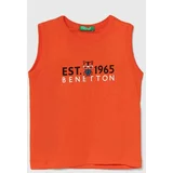 United Colors Of Benetton Otroški bombažen top oranžna barva