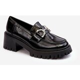 Kesi Women's patent leather shoes with massive high heels, black Lemmitty Cene
