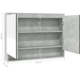 vidaXL kupaonski ormarić s ogledalom 80x15x60 cm MDF siva boja betona | shoptok.hr