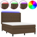  Box spring postelja z vzmetnico LED temno rjava 140x200cm blago, (20895058) | Shoptok.si
