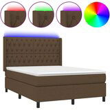  Krevet box spring s madracem LED tamnosmeđi 140x200 cm tkanina | shoptok.hr