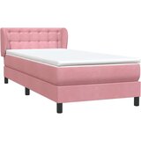 Box spring postelja z vzmetnico roza 90x220 cm žamet, (22011363) | Shoptok.si
