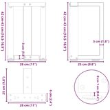  Noge za klubsko mizico v obliki črke T, 2 kosa, bele barve, 28x25x(42-43) cm, jeklo, (22123939) | Shoptok.si