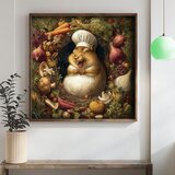 Wallxpert uramljena mdf slika DOS070-70, nasmejana veverica sa kuvarskom kapom među povrćem, 70 x 70 cm | Eponuda.com