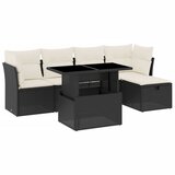 Maison Chic Seti vrtnega pohištva - Vrtna garnitura - Vrtni pohištvo set 6-delna z blazinami črna poli ratan, (21806552) | Shoptok.si