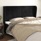 vidaXL Vzglavje z ušesi črno 203x23x118/128 cm žamet | Shoptok.si