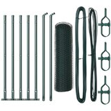 vidaXL Šesterokotna ograja Zelena 0.6x10 m Jeklo, Ograjne stebre s osnovnimi ploščami 7 kos Ø32mm 70cm Galvanizirano jeklo | Shoptok.si