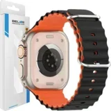 silikonski etui za pašček za apple watch 38/40/41MM črno oranžen, (21969171)