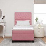  LED Box Spring Krevet s madracem Ružičasta 90 x 200 cm Baršun | shoptok.hr