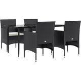 5-dijelni vrtni blagovaonski set s jastucima crni | shoptok.hr