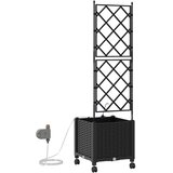  Vrtni planter s navodnjavanjem i kotačima Crna 40 x 40 x 148 cm | shoptok.hr