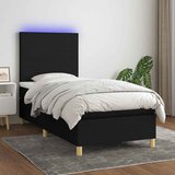 Krevet box spring s madracem LED crni 90x200 cm od tkanine Cijene